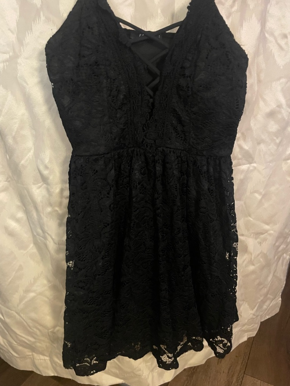 Papaya Black Lace V-Neck Skater Dress